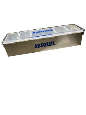 Absolut Vodka branded garnish condiment tray 6 compartments stainless steel NIB